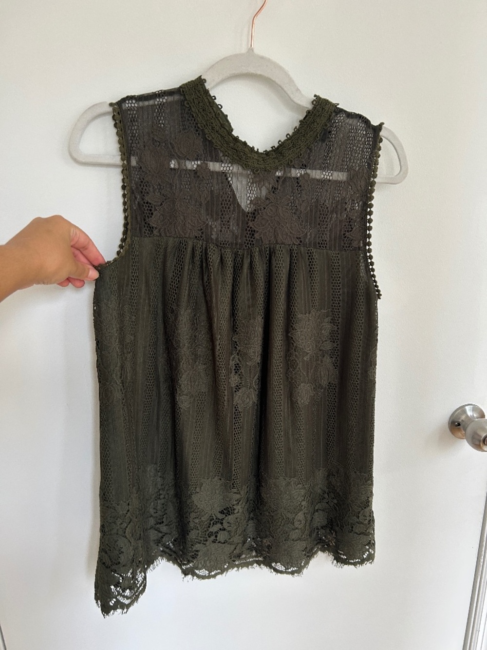 Worthington | Olive Green Lace Blouse
